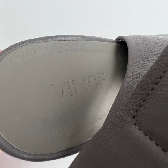 VINCE Faye Open Peep Toe Leather Bootie High Chunky Block Heel Sandal Wrap Boots - Picture 8 of 13